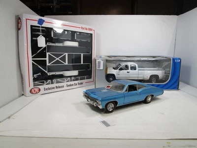ANSON 1/18 CHEVY SILVERADO DUALLY W/ TRAILER & BEATER 1967 IMPALA SS *READ* - Image 1 of 4