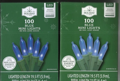200 CHRISTMAS/HOLIDAY 2-100 Ct Sets-  Blue Mini Lights (Green Wire) In/Outdoor - Image 1 of 2