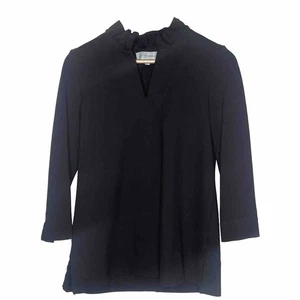 Biesen Damen Schwarz Stretch Pullover Rüschen V-Ausschnitt Oberteil Gr. XS - Bild 1 von 4