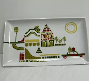 Crate & Barrel Julia Rothman Yuletime Cheese Appetizer Plate Dish Christmas - Picture 1 of 2