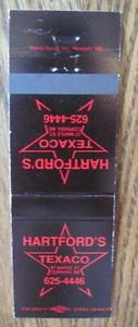 TEXACO GAS STATION MATCHBOOK: HARTFORD'S (CORNISH, MAINE) -F24 - Picture 1 of 1