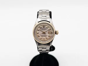 $8000 ROLEX DATEJUST WHITE MOP Diamond 18k Yellow Gold SS Ladies Watch SERVICED - Picture 1 of 6