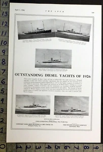 1926 BOAT DIESEL YACHT PAWNEE ARCADIA SAVARONA JOSEPHINE ROBADOR SHIP AD 32179 - Picture 1 of 1