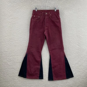 Jeans svasati vintage fondo a campana 6 27 corti denim rosso vita alta anni 70 western - Foto 1 di 12