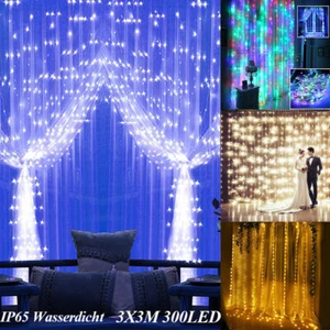 LED Solar Outdoor Curtain Fairy String Lights Hanging Gazebo Patio Window Garden - Picture 1 of 39