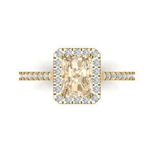 Anillo de compromiso solitario de oro amarillo de 14 quilates con detalles morganita natural de 1,86 quilates - Imagen 1 de 11