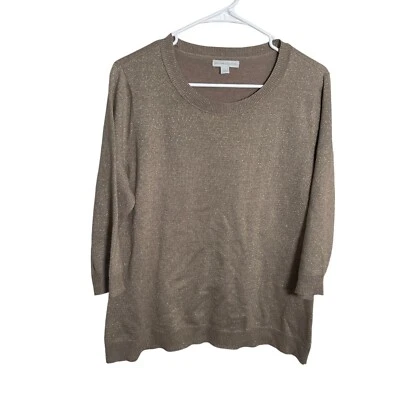 Свитер женский New York & Company большой коричневый металлический пуловер вязаный повседневный топ - Изображение 1 из 4