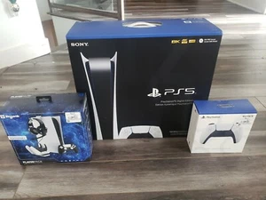Sony PS5 Digital Edition Console - White SEALED, + controller headset - Picture 1 of 1