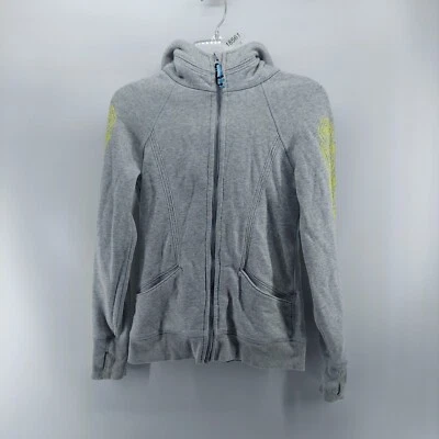 Jaqueta com capuz ivivva by Lululemon meninas tamanho 14 cinza zíper completo bolsos de lã - Imagem 1 de 4