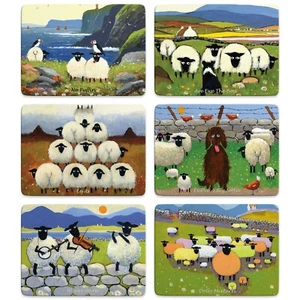 Table Mat Set/ Placemat Set - Set of 6 Placemats by Thomas Joseph Sheep Themed - Picture 1 of 2