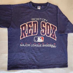 Camisa De Colección Medias Rojas de Boston Hombres L Russel Atlética Autografiada Steve Avery MLB - Imagen 1 de 7