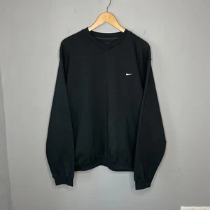 Nike Herren Vintage 90`s Swoosh Schwarz V-Neck Sweatshirt Größe L - Bild 1 von 9