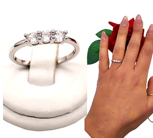 Anello donna TRILOGY in Argento 925 con zirconi brillante rodiato oro bianco . - Foto 1 di 12