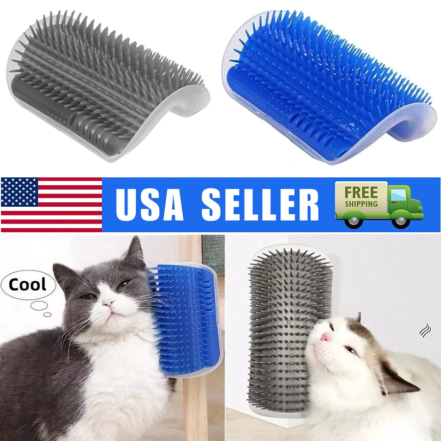 Cepillo de masaje para gatos de esquina de pared 2 piezas peine de montaje en pared para gatos juguete EE. UU. Foto 1 de 4