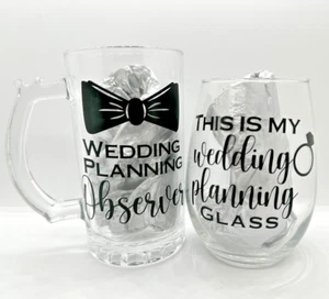 New This Is My Wedding Planning Glass Set, Engagement Gift for Couples, Mr & Mrs - Picture 1 of 5