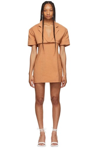 JACQUEMUS La Robe Gardian marrone FR 36 US 2 XS nuovo con etichette vendita al dettaglio $785