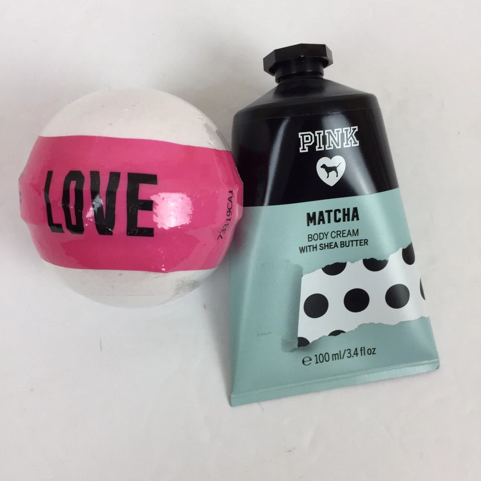 PINK VS Matcha Body Cream & Love Irresistible Berry Bath Bomb Nuevo 2 Piezas NUEVO Foto 1 de 3