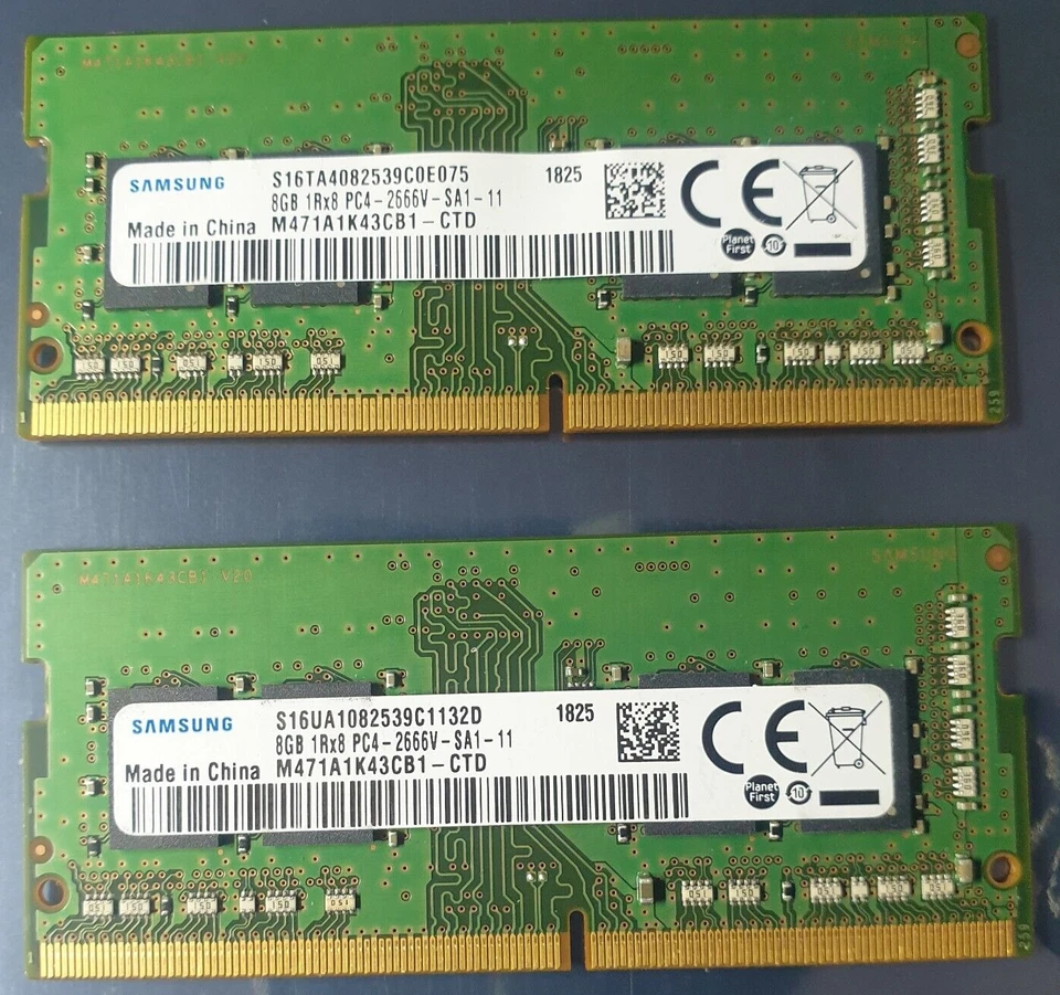 Samsung PC4-21300 PC4 2666 16GB 2X8GB DDR4 1RX8 2666MHz 260pin Laptop Memory  - Image 1 of 1