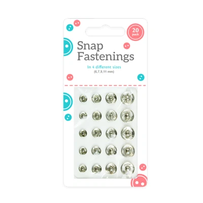 LND GIFTS 20 Sew on Snap Fasteners Fastenings - 4 Assorted Sizes 6,7,9,11 Metal Poppers