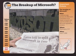 BREAKUP OF MICROSOFT? Bill Gates Newspaper 2001 GROLIER STORY OF AMERICA CARD