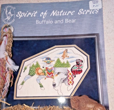 Pegasus Spirit of Nature Buffalo & Bear Cross Stitch Pattern Booklet See Photos! - Image 1 of 3