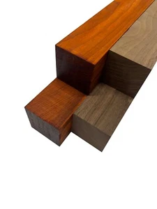 Pack of 4, Padauk & Black Walnut Turning Wood Blank Carving Blocks 2" x 8" - Picture 1 of 4