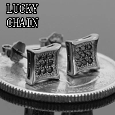 925 СТЕРЛИНГОВОГО СЕРЕБРА черный LAB бриллиант серьги-гвоздики (6 мм) E563 - Изображение 1 из 2