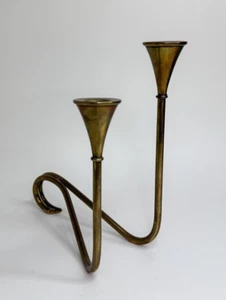 Brass Candle Stick MCM Vintage for Two Taper Candles 9" - Bild 1 von 12