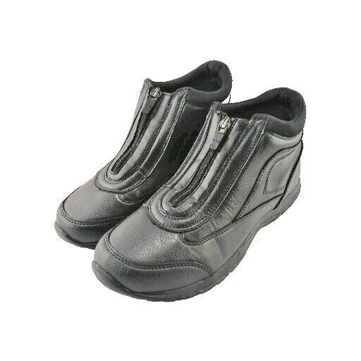 CROFT & BARROW womens zip up flats casual shoe size 7 M black faux leather upper - Image 1 of 4