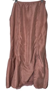J Jill 100% Silk Maxi Crinkle Skirt Size 8 Blush Rose Pink Fully Lined Side Zip - Picture 1 of 10