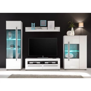 Wohnwand Mediawand Hochglanz Vitrine Kommode Anrichte Sideboard Anbauwand Regal - Bild 1 von 9