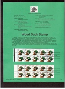 FDC Stamps # 2484a , 2485a 29 cent Wood Duck Booklets 1991 Souvenir Page 9114 - Picture 1 of 1