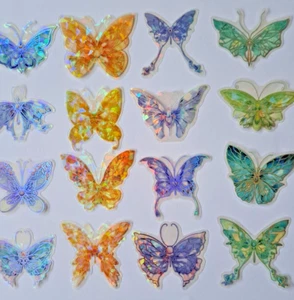 Ice Crystal Butterfly Stickers Set  Planner Journal Scrapbooking 20pcs 5 Colours - Picture 1 of 9