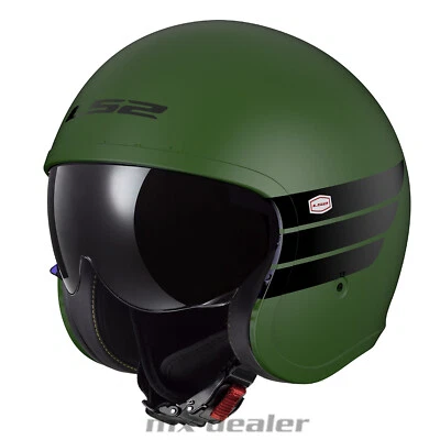 LS2 OF599 Spitfire II Retro Military Green Motorrad Helm Jethelm Sonnenblende  - Bild 1 von 2