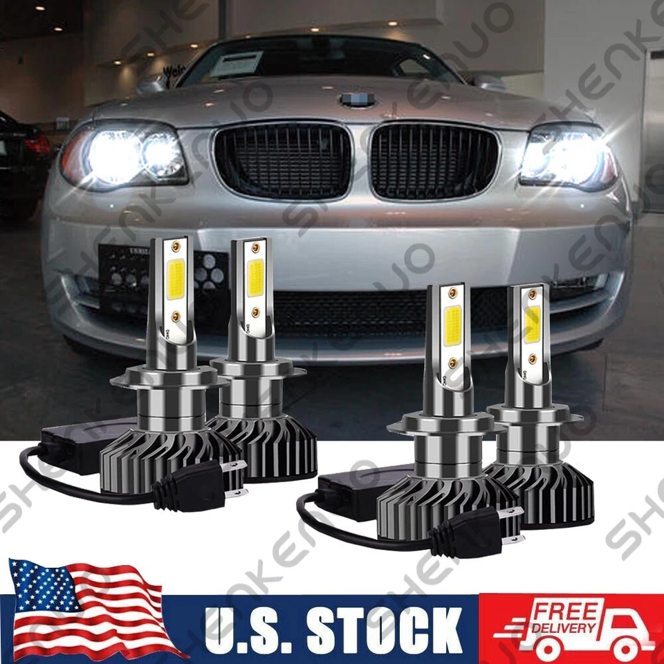 For BMW 128i 135i 2008-2013 - 6000K WHITE Front LED Headlight 4X Bulbs Hi-Lo - Image 1 of 4