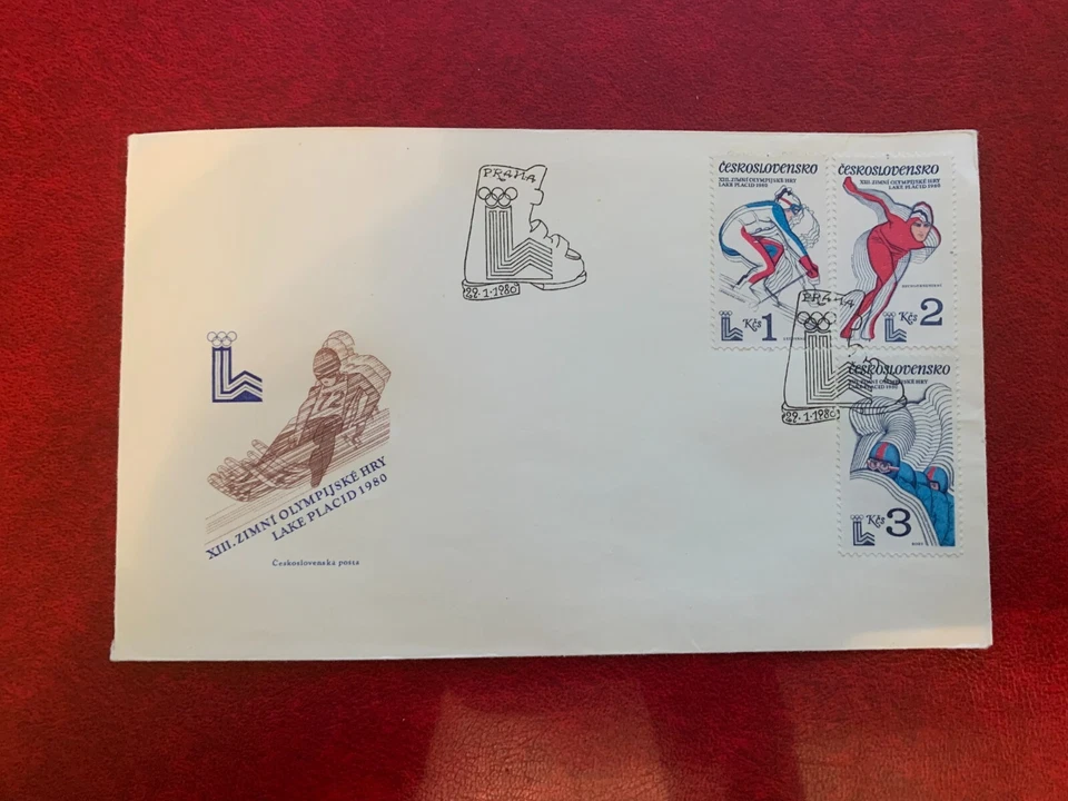 CZECHOSLOVAKIA 1980 FDC OLYMPIC GAMES LAKE PLACID BOBSLED SPEED SKATING SKIING - Image 1 of 1