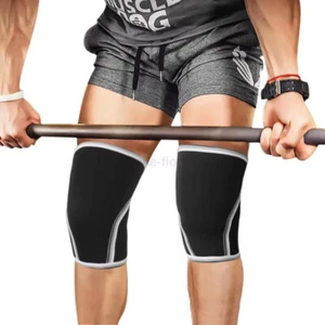 1Pairs Knee Support Sleeve for CrossFit Squats Weight lifting Powerlifting 7mm - Picture 1 of 17