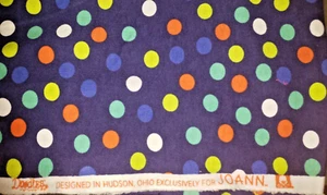 Fabric Joann Doodles Dark Blue with multi-color polka dots 66" x 28" - unused - Picture 1 of 5