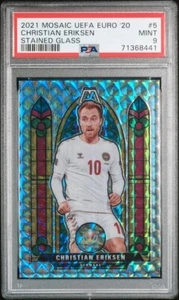 2020 Panini Mosaic UEFA Euro 2020 Stained Glass 5 Christian Eriksen PSA 9 - Picture 1 of 2