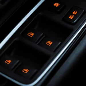 Luminous Orange Car Window Button Sticker Night Glowing Lifting Switch Decals - Picture 1 of 8
