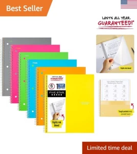 Complete 6-Pack Spiral Notebooks - 11 x 8.5 inch, College Ruled, Assorted Colors - Picture 1 of 9
