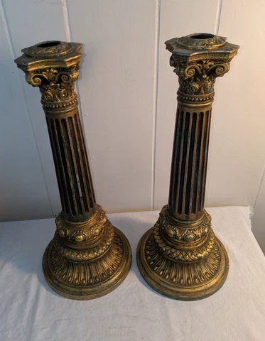 Antique Vtg Metal Pillar 17" Corinthian Columns Architectural Salvage Cover