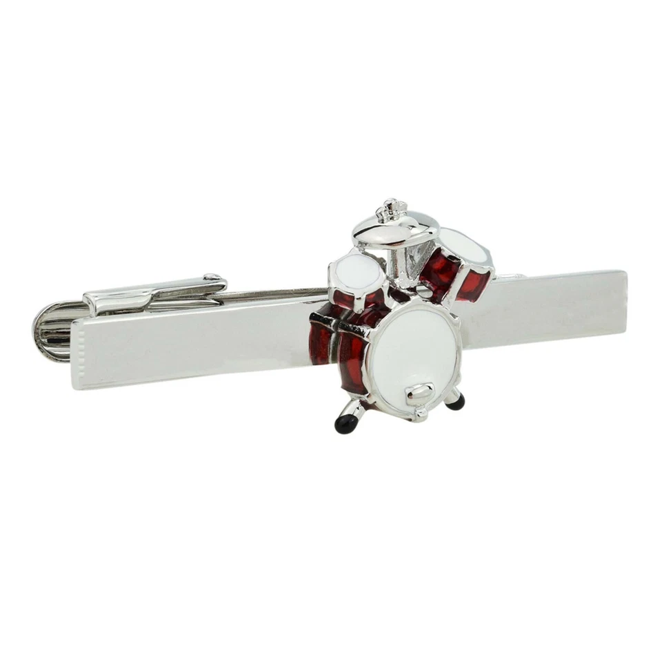 Coloured Red Drum Kit Music Tie Clip Rhodium Plated XT46 - Image 1 of 1