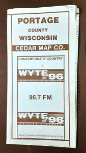 Vintage anni 70-80 PORTAGE County, WI. MAPPA AUTOSTRADA ~ molti annunci ~ WYTE-FM 96 ~ Wisconsin - Foto 1 di 7