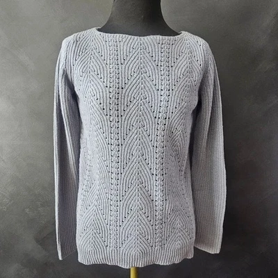 Usado en Excelente Condición Suéter Ann Taylor Petite Para Mujer Azul Lana Mezcla Cachemira Cuello Barco SP S Foto 1 de 4