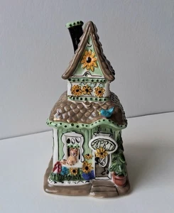 Blue Sky Clayworks Keramik Teelichthalter Haus "April", Heather Goldminc, 2010 - Bild 1 von 5