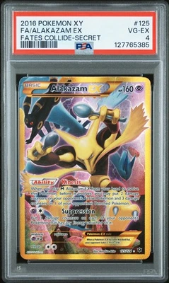 2016 POKEMON XY FATES COLLIDE SECRET #125 FULL ART/ALAKAZAM EX PSA 4 - Image 1 of 2