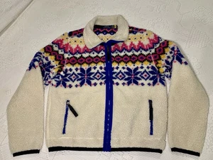 Chaqueta Polo Ralph Lauren Para Mujer Grande Motivo de Invierno Fair Isle Sherpa Cremallera Completa - Imagen 1 de 14