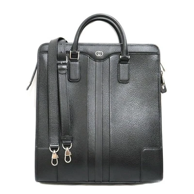 Gucci Interlocking GG Black Leather Briefcase Tote Shoulder Bag 2 Way 735108 - Image 1 of 3
