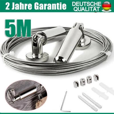 5M Edelstahl Seilspanner Seilspanngarnitur Seilspannsystem Vorhang Drahtseil Set - Bild 1 von 4
